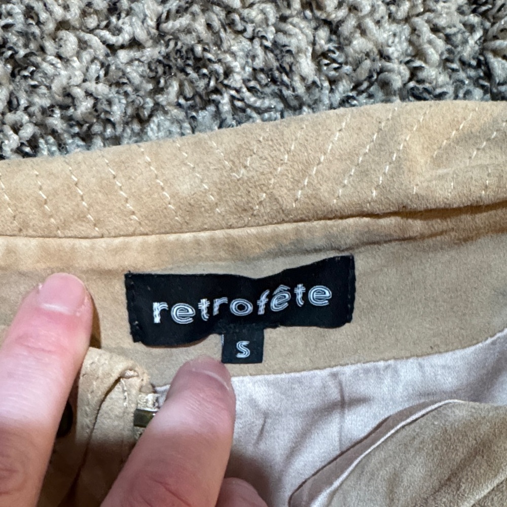 Retrofete Monte Suede Leather Mini Skirt, Low Rise, Brown, Small (retail $395) - Picture 6 of 10